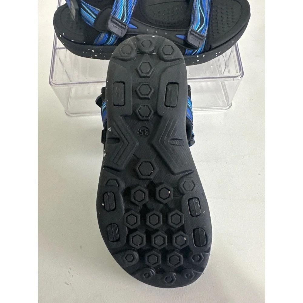 Sports Scotland Kids Sandals Black Blue Adjustable Straps Comfort Shoes
